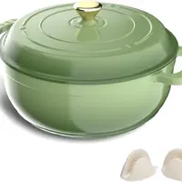 ROVSUN Enameled Cast Iron Round Dutch Oven, 5/6/7.5QT Pot with Lid &Dual Handles with Silicone Gloves,Oven Safe up to 500°F, Heavy-Duty Pre-Seasoned Cookware for Bread Baking, Braising, Stews, Roasting,TikTokShopBlackFriday