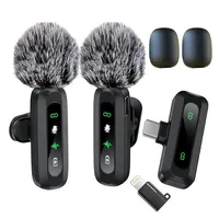 HITOZON Wireless Lavalier Microphone for iPhone/iPad/Android Smartphones, Plug-and-Play Portable USB-C Lapel Mic for Audio/Video Recording, Mini Wireless Microphone for Live Streams, Interviews,Teaching, Vlog, YouTube,Tiktok, 2-Pack Sets, Smartphone, Rech