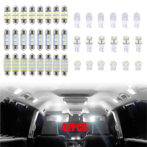 42-Piece Super Bright White LED Interior Light Kit - DE3175 T10 31mm 41mm 194 Bulbs for Dome Map Tail Cab Width Lamps, Truck Accessories, Semi Truck Accessories, Cool Stuff for Car Interior, Led Car Ambient Light, Vehicle Decor toolupgrade