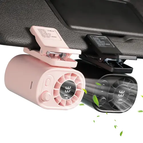 JOYTUTUS Adjustable Clip-On Car Fan - 1800mAh Rechargeable, LCD Display, Quiet Cooling, LED Screen, Universal Vehicle Accessory, Summer Stay Cool USB & Mobile Fan Tech Gadget