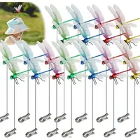 4 Pack PVC Plastic Dragonfly Hat Clip - 11g Whimsical Look, Durable PVC Body Handles Outdoor Use, Waterproof Multicolor 3D Decor, Easy-Attach Rod Clip for Indoor/Outdoor Mosquito Repellent