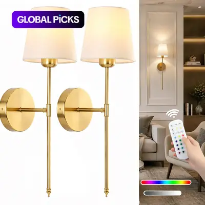 Wireless Battery-Powered Wall Lamps in /, Remote Control Bedroom Lights, Indoor Lighting, Rechargeable Multi-Color Bulbs for Living Room & Hallway, Adjustable Lights, Dimmable Lights, Decorative Wall Light Home Lighting #GLOBAL PICKS