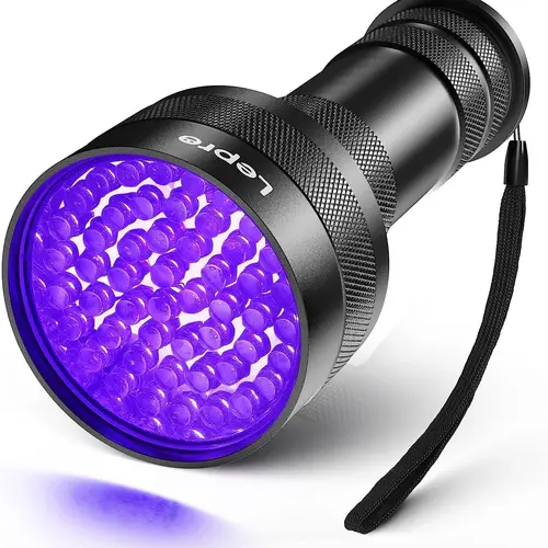 LEPRO 51-LED Compact-Size Aluminum Alloy Handheld UV Flashlight - 395nm Waterproof UV Torch, Battery Powered, Fast Heat Dissipation, for Stain Detection, Bed Bug Scans (Home Improvement Portable Lighting Tool, Batteries Not Included),sohochic