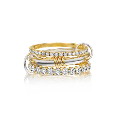 TEWIKY Interlocked Stackable Rings for Women - Statement Multi Ring Mixed Metals Stack - Cubic Zirconia Stacking Jewelry For Summer dealsforyoudays