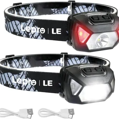Rechargeable LED Headlamp - Head-Mounted Super Bright Flashlight, High Lumen, 6-Mode, IPX4 Waterproof, Lightweight, Adjustable Comfortable Headband, Included USB Cable, Outdoor Gadget for Camping, Kids, Flood Light/Spot Light Flashlight,sohochic