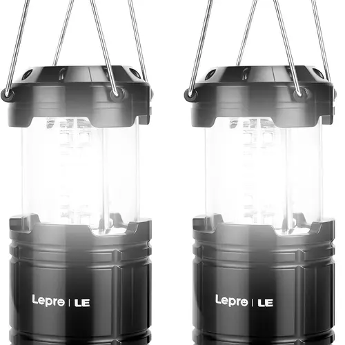 LEPRO High Lumen LED Camping Lantern - 190 Lumens Battery-Powered Compact Collapsible Form Portable Carry Outdoor Flashlight, IPX4 Waterproof Emergency Accessory for Blackouts, Hiking,sohochic