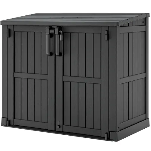 Outdoor Storage Room - 15 Bs. Per Sq. Ft. Roof Capacity, 36 Cu. Ft. Storage Capacity, Waterproof Resin Lockable Door, Step Latch, can be Used for Tool Storage, Utility Room, Storage for Pool Supplies, Small Trash Can,Summervibes