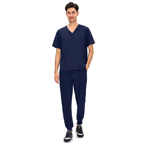COZYSCRUBS Scrubs for Men - 4 Pockets V-Neck Scrub Top and 7 Pockets Jogger Pants Mens Scrubs Set