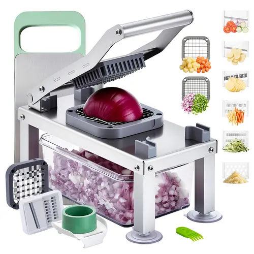 VEVOR Vegetable Chopper Mandoline Slicer,  All-in-1 Food Veggie Cutter with 8 Stainless Steel Blades, Cheese Grater Onion Potato Salad Dicer with Container,Kitchen Gadgets&Essentials Home Appliances,campingessentials,campinggear