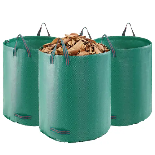 【toolupgrade】VEVOR 3-Pack 72 Gal Portable PP Woven Yard Waste Bags, 26.4x30 in Heavy Duty Collapsible Foldable Garden Leaf Trash Containers with Reinforcement Ring & Dual Handles