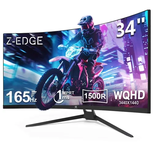 Z-EDGE 34" Ultrawide 2K Gaming Monitor 165Hz Refresh Rate 1ms response time  178° Viewing Angle FreeSync Technology lg ultrawide monitor, Rgb Lighting, Curved Display, Gamer Aesthetic