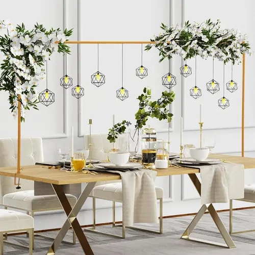Thick Metal Clamp-On Over-the-Table Rod Stand, Clamp-on Stability & Quick Screw Setup, Adjustable 13"-42" Height & 29"-98" Length Gold Table Arch for Backdrop, Wedding Party Backdrop, Party Decorations Banners, Stable Arch Support