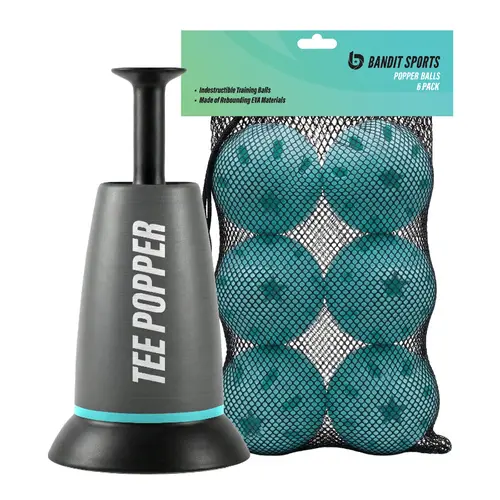 Tee Popper 6-Pack Baseball Batting Trainer Equipment - 15x Stronger Hitting Aid for Hitters, 46" Pop Height, 3-Second Dwell Time, 5x Heavier Indoor Practice Balls for Solo Drills