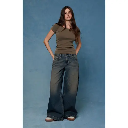Pacsun Women's Sloane Low Rise Ultra Baggy Jeans Dark Blue Tint
