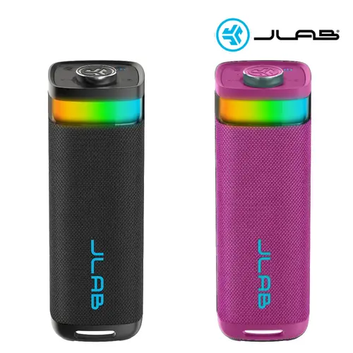 Stereo 2 Pack: JLab JBuds Party Portable Bluetooth Speaker with RGB Lighting, Left/Right Stereo Pairing