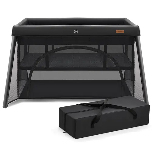 [sohochic] HARPPA 3-in-1 Infant & Toddler Beds for Baby, Lightweight Portable Folding Sleeping Cot with Breathable Mesh, Included Mattress, Side Zipper Door & Trapezoidal Base for Travel