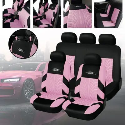 AutoYouth 5-Seater Cute Car Seat Covers Universal, Fabric Stylish Car Seat Protectors for Front & Rear Seats, Airbag Compatible, Fits Most Cars SUVs & More, Car Interior Accessories