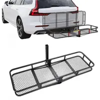 60"x20"x6" Folding Hitch Mount Cargo Carrier Rear Luggage Basket Fit 2" Receiver for Van, SUV, Truck, Trailer, Car Fold Up Trailer Tow Hitch Cargo Rack 550LBS Capacity, Vehicle Accessories, Car Accessory
