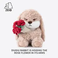 【ZEIO TOYS】RoseDiuDiu  plush toy rabbit doll cute rabbit baby doll  boys and girls birthday gift, holiday gift, gift for giving Cool Drop