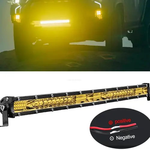 20-in Curved Single Row Thin 156W High Power Yellow Beam Spot Flood Combo Fog Bar & Work Light, LED Lights Car for Off-Road Trucks, Boat Car Accessories,sohochic