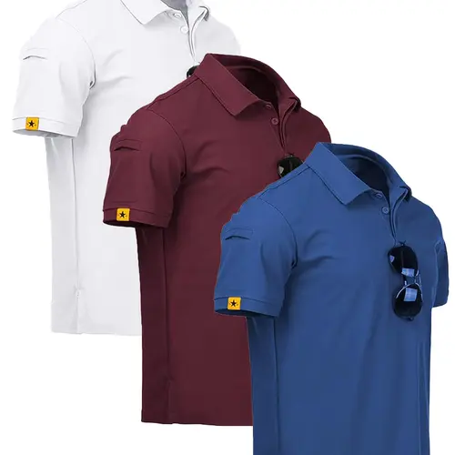 ZITY Men's 3-Pack Short Sleeve Collared Neck Polo Shirts - Performance Polyester-Spandex, Moisture-Wicking, 4-Way Stretch, Street Fit - Golf Apparel, Mensfashion Athleisure Casual Sportswear,sohochic