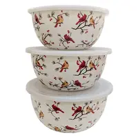 QVC Seasonal 3-Piece Stainless Steel Kitchen Bowls Set with Lids for Camping, Hiking, Picnic Use