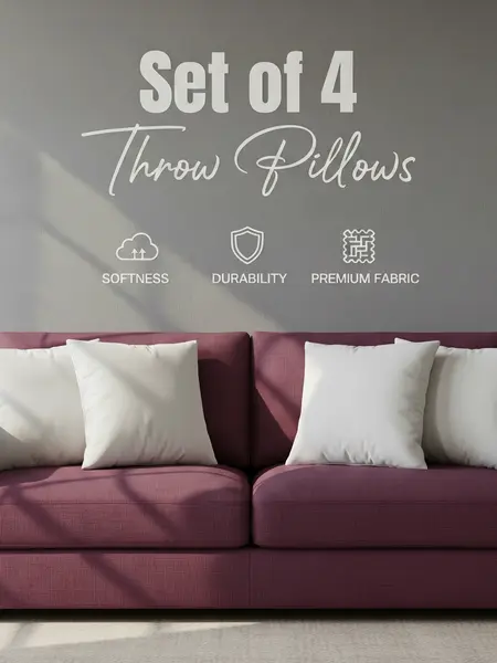 Utopia Bedding White Soft Bounce Pillow Inserts - Pack of 4 - Plush Brushed Fabric (Plush Look, Durable Fabric for Daily Use), Breathable, Supportive Memory Foam - Hand Wash/Spot Clean Only - Pillows, Room Decor, Bed Accessories, Living Room, Comfy Couch,