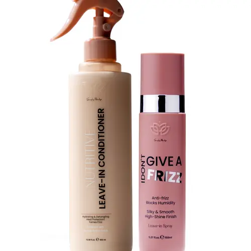 Perfect Hair Day Bundle - Simply Nutritive Leave-In Conditioner & IDGAF Anti-Frizz Spray with Argan Oil & Keratin for Shine & Frizz Control