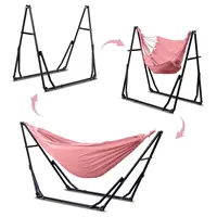 Ainfox 2-1 Hammock Double Fabric Hammock Chair with Stand Black Max 350 lbs Capacity for Hammock Camping Outdoor Lounge Modern Aesthetic Design Minimal Portable Compact Easy Setup