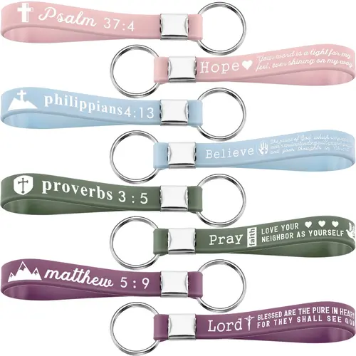 24/36/100Pcs Bible Verse Keychains Christian Trendy Keychain Wristlet for Bible Study Church Group Sunday School Baptism Gift Religious Party Favor Inspirational Gifts for Family Friends Backpacks Keys Daily Use Accessories