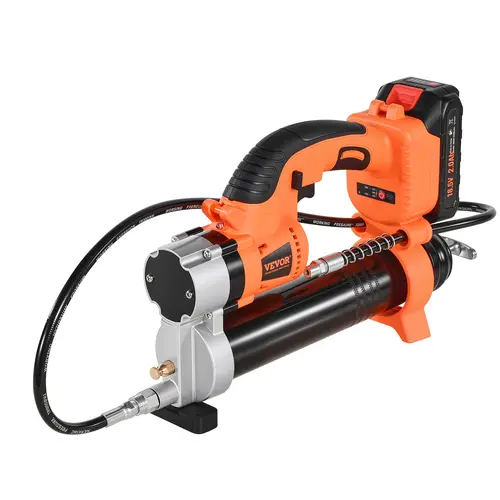 【toolupgrade】VEVOR Industrial Heavy Duty Cordless Grease Gun, 8000 PSI Max Pressure 20V Hardware Power Tool with 2.0 Ah Battery, LED Light, 30-in Long Hose, Carrying Case, Variable Speed Trigger for Vehicles, Machines Greasing Tools