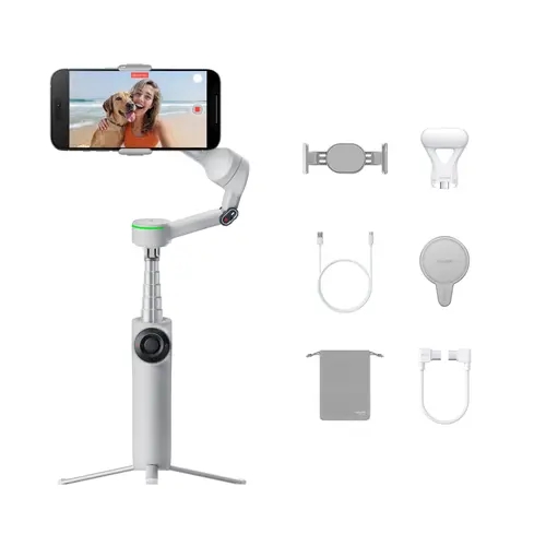 Insta360 Flow 2 Pro Creator Bundle - Foldable AI Phone Gimbal, Track in 200+ Apps with Apple DockKit, Multi-Person Tracking, 360º Pan Tracking, Built-in Tripod/Selfie Stick, iPhone/Android Portable Stabilizer, Smartphone, Cellphone, Folding
