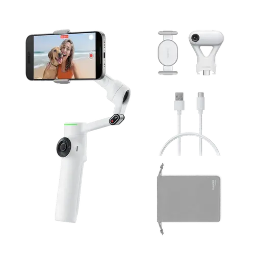 Insta360 Flow 2 Pro AI tracker Bundle - Foldable AI Phone Gimbal, Track in 200+ Apps with Apple DockKit, Multi-Person Tracking, 360º Pan Tracking, Built-in Tripod/Selfie Stick, iPhone/Android Portable Stabilizer