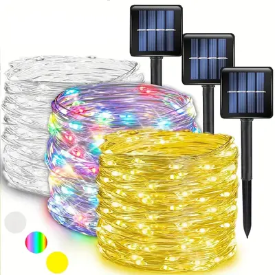 2PACK Solar String Lights Outdoor Total 32ft Solar Fairy Lights Waterproof 8 Modes Twinkle Lights for Outdoor, Patio, Garden, Yard, Party, Wedding, Tree Decoration
