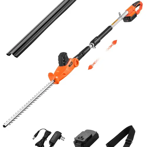 【summerfinds】VEVOR Cordless Hedge Trimmer, cordless hedge trimmer for shrubs, 20V 20-Inch Extendable Blade 1200 RPM Battery-Powered Electric Hedge Cutter with Charger for Garden Bush, Branch Trimming