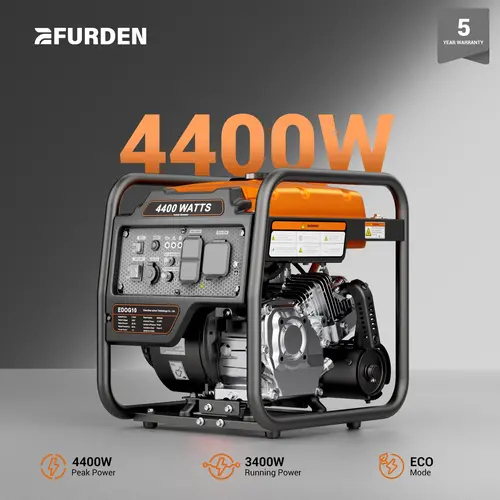 【Ships within 24H】Efurden 4400-Watts Inverter Generator, Open Frame Generator Gas Powered, Emergency Home Backup, RV Ready 30A Outlet, EPA Compliment
