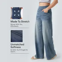 Halara Flex™ High Waisted Pockets Baggy Wide Leg Washed Casual Jeans