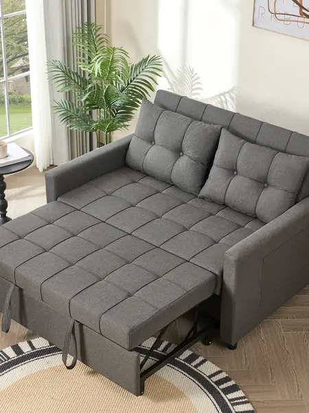 GOSUHI 52" Sleeper Sofa with Pull-Out Bed, couch,3-in-1 Convertible Sofa Bed, Loveseat with Stepless Adjustable Backrest and Side Pocket, for Living Room Dorm Apartment,Day bed,,sofas para sala