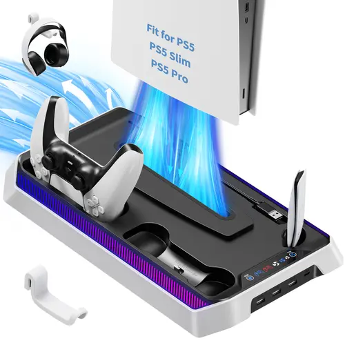 JORREP PS5 Cooling & Charging Station with RGB Lighting, 3 Fan Speeds, 3 USB Ports, Type-C Support, Gaming Accessories for PS5/Slim/Pro, Remote & Controller Charger, Digital Connection USB Hub, Ps5 Cooling Stand,back to school,back to school haul,sohochic