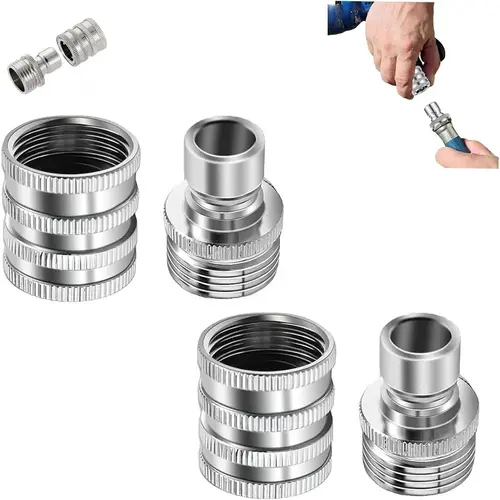GJANSH Stainless Steel Garden Hose Quick Connect Fittings Set,Pressure Washer Pump Adapter Quick Release Hose Connector,Hose Equipment Adapters in Gardens, Cars and Rvs (2, Silver) toolupgrade