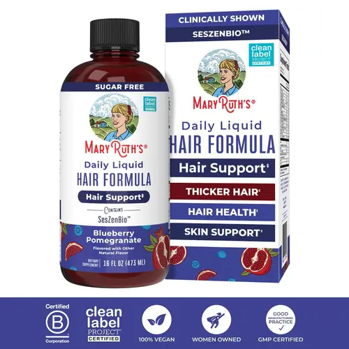 MaryRuth's Daily Liquid Hair Formula - Hair Support - Thicker Hair for Women - Healthy Hair Habits - With SesZenBio - Biotin - Vitamin C - 16 fl oz