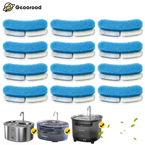 Geoorood Pet Fountain Replacement Filter Cartridges, Mesh-Activated Carbon Accessories for Debris Removal, Easy-Install 4-Pack/8-Pack/12-Pack Water Filters, Easy Installation