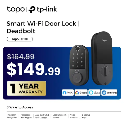 TP-Link & Tapo DL110 Smart Door Lock｜6 Ways Unlock｜1-Yr Battery｜IP65 Stormproof｜Built-in Doorbell｜Scheduled Access｜BHMA Grade 2,back to school,back to school haul,sohochic