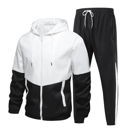 Men's 2-Piece Tracksuit Set - Hooded Windbreaker & Pants for Jogging, Workout (2 Piece Mens Activewear, Men's Sets),sohochic