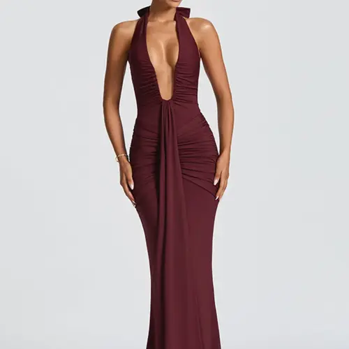 Women's Backless Bodycon Dress, Elegant Solid Color Sleeveless Dress, Ladies Summer Clothes, Dresses For Party