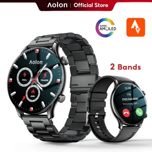 【Ultra-Slim】Aolon GTR3 Wearable Smartwatch: 1.43" AMOLED Display, Bluetooth Calls, Fitness & Sleep Tracking, 110+Sport Modes, IP68 Water Resistant, Fast Charging, 120-Hour Battery, iOS & Android, Great Gift for Men & Women#sohochic#