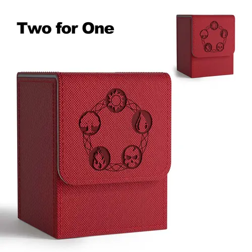 Card Deck Box for MTG, Fits 100+ Single Sleeved Cards, PU Leather Strong Magnet Card Deck Case for Magic Commander TCG Cards, Trading Card Organizer, Cards Storage,sohochic