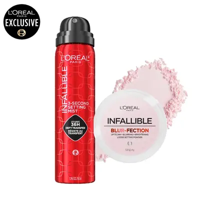 Stay Put Power Duo: Infallible 3-second Setting Spray + Blur-fection Setting Powder, L'Oreal Paris