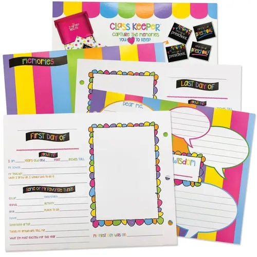 Class Keeper® School Memory Binder Extra First & Last Day Pages, Pastel Primary Colors Pre-Drilled Bonus Pages - 4 Sheets for Preschool Extra Grades & Mess-Ups, Commemorating School Journey, Extra Year Of Preschool