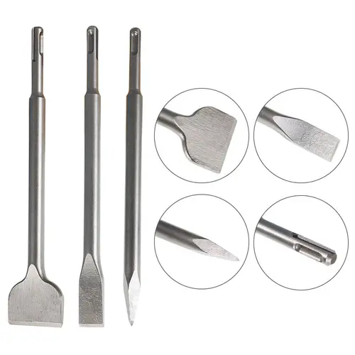 6-Pcs SDS Plus Insert Drill Bit Set with Quick Change - Fits SDS+ Hammers, 0.78x9.84 Inch, 2Pcs 20mm Flat Chisels, 40mm Flat Chisel, Point Bit - For Concrete, Masonry Surfaces (TikTokShop Black Friday Find)